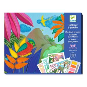 Djeco Kit Pittura 4 Quadri con Cornici Oltremare 5-8 anni