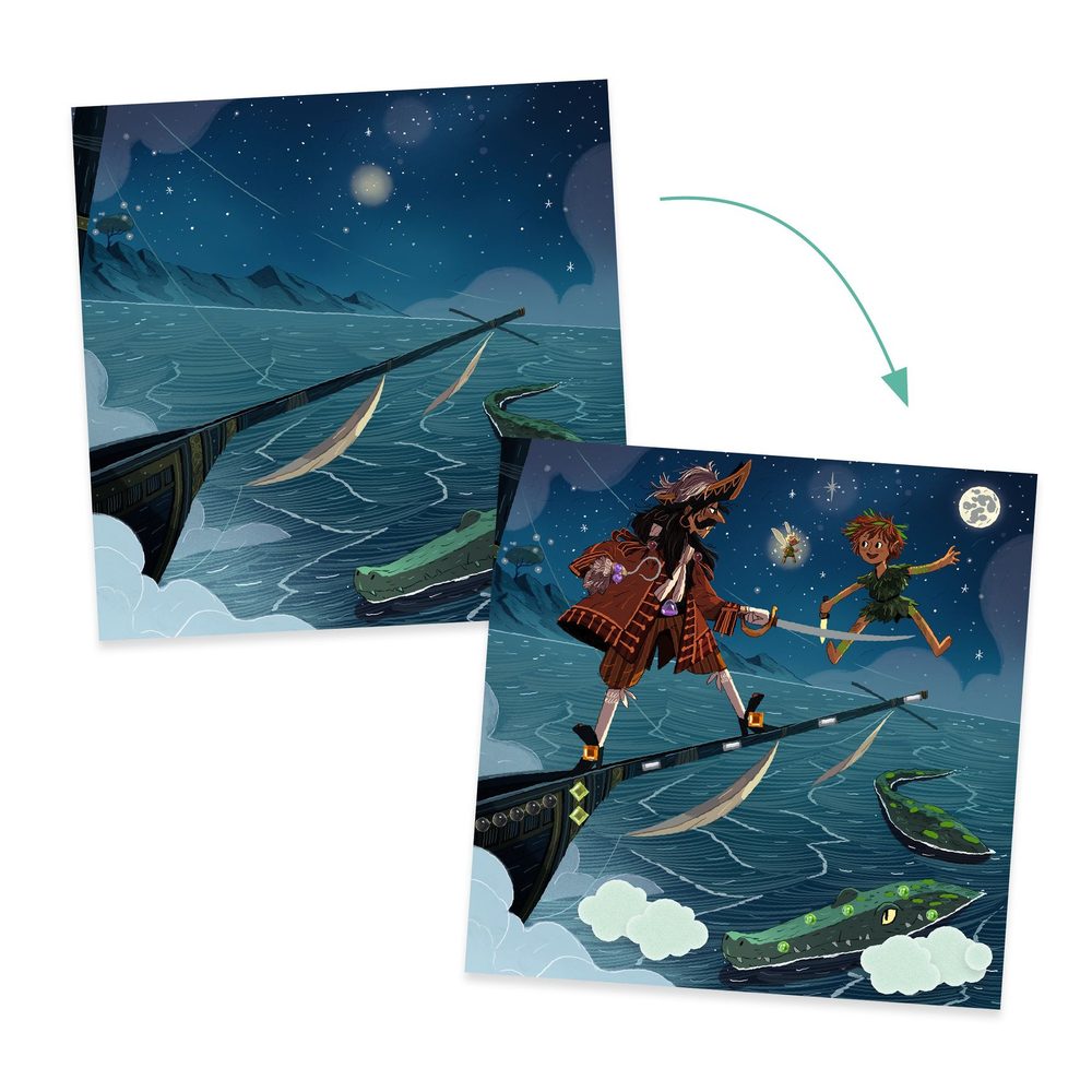 Djeco Kit Creativo Peter Pan 4 Attività Decalcomanie e Strass