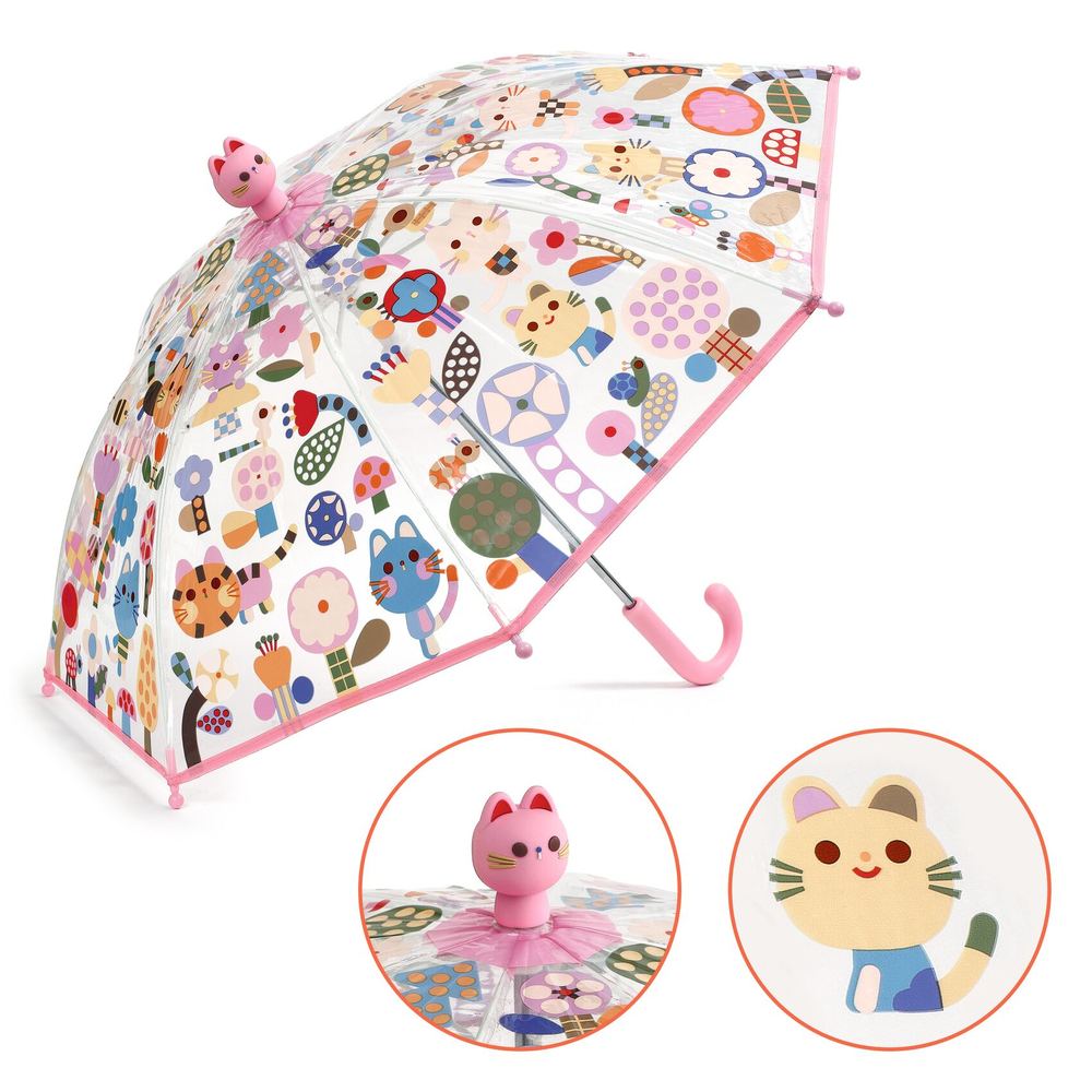 Djeco Ombrello Trasparente per Bambini Gatto