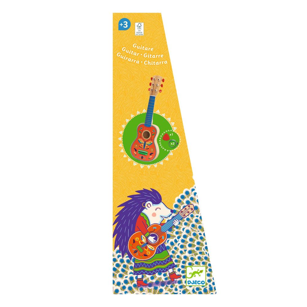 Djeco Chitarra in Legno per Bambini Animambo 6 Corde Metalliche