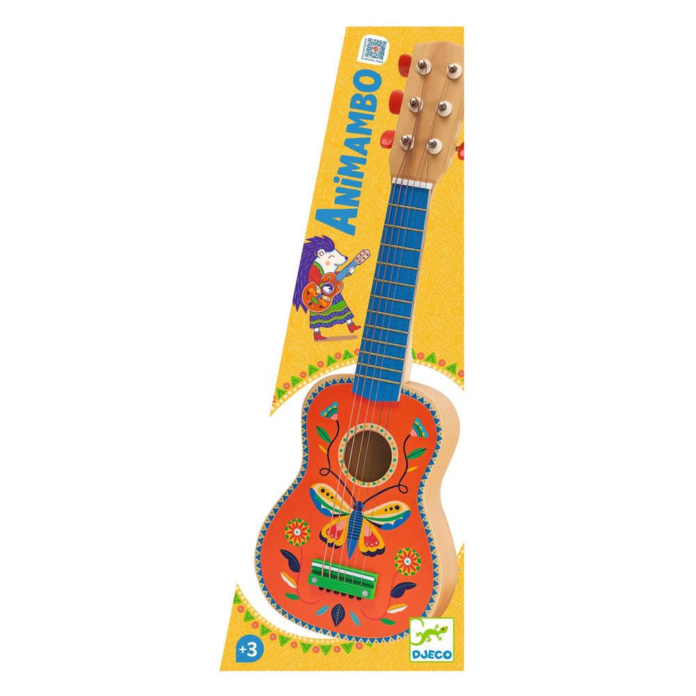 Djeco Chitarra in Legno per Bambini Animambo 6 Corde Metalliche