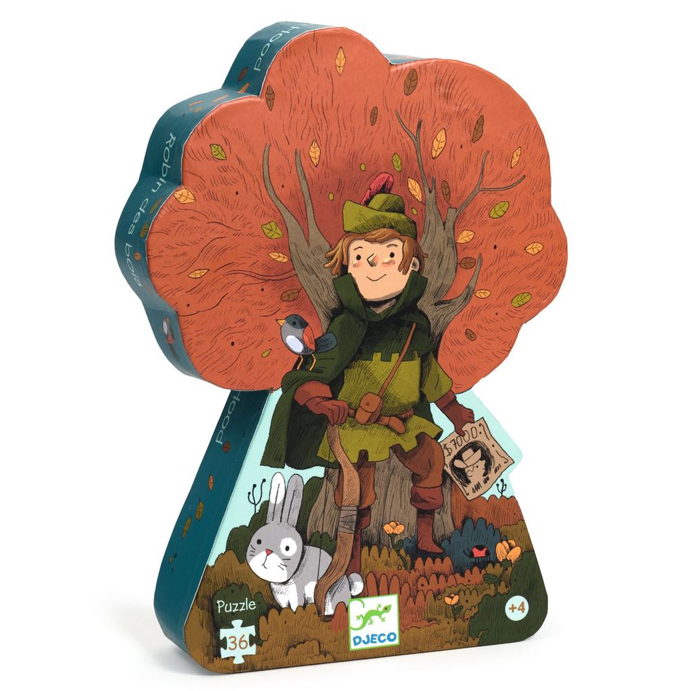 Djeco Puzzle 36 Pezzi Robin Hood in Scatola Sagomata