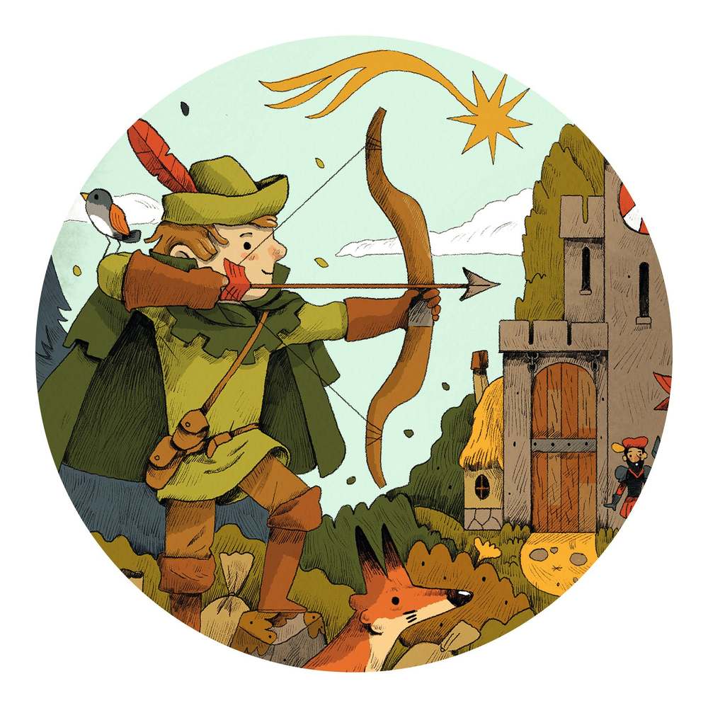 Djeco Puzzle 36 Pezzi Robin Hood in Scatola Sagomata