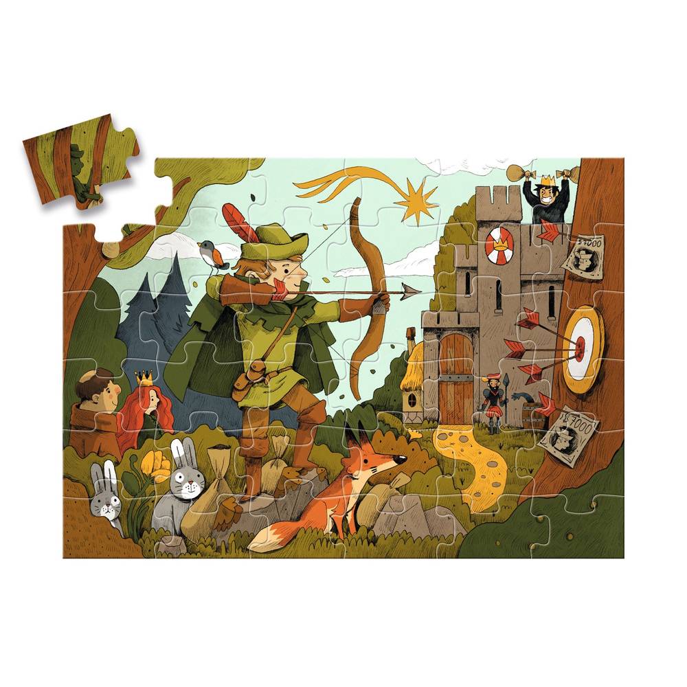 Djeco Puzzle 36 Pezzi Robin Hood in Scatola Sagomata