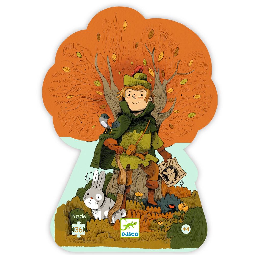Djeco Puzzle 36 Pezzi Robin Hood in Scatola Sagomata