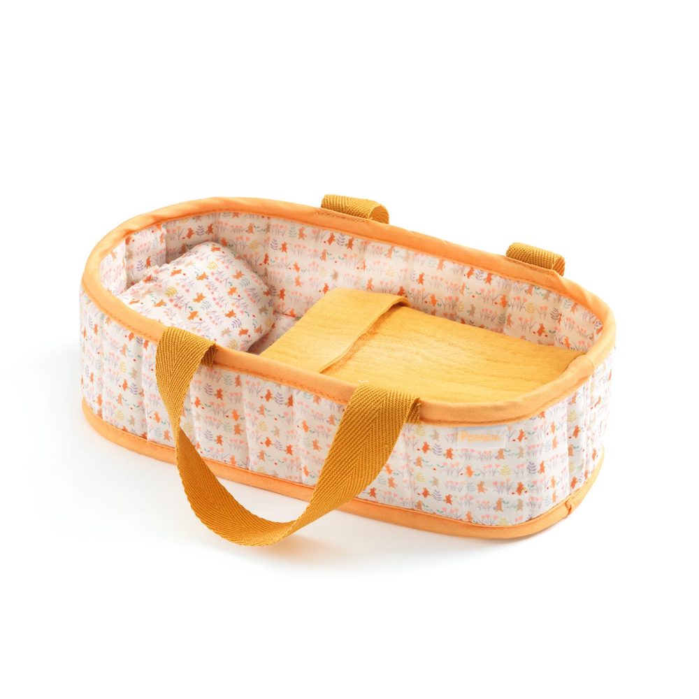 Djeco Bambolotto Mini Sasha 20 cm con Culla Trapuntata