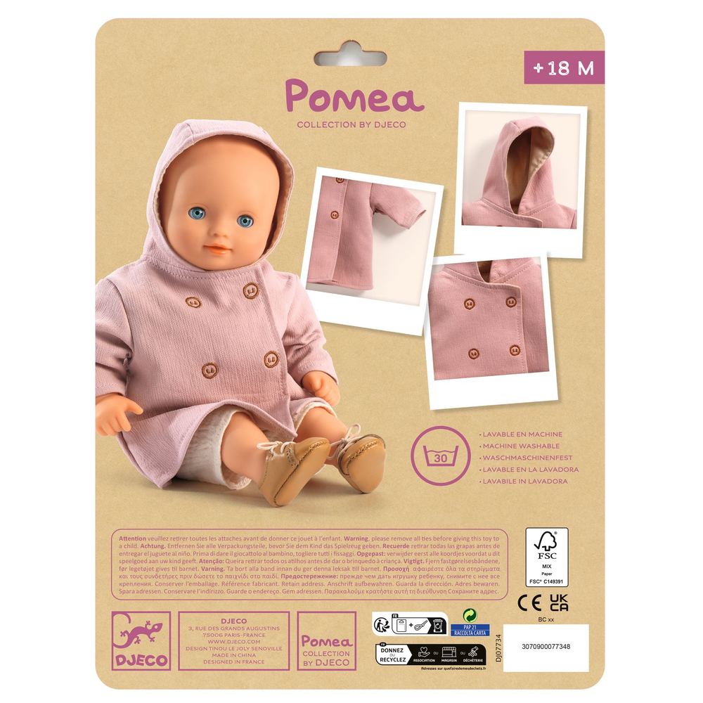 Djeco Cappotto con Cappuccio per Bambole Pomea 28-34 cm