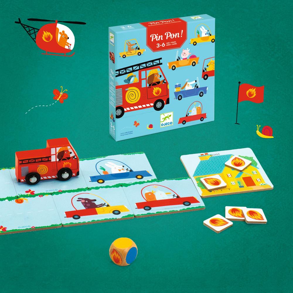 Djeco Gioco da Tavolo Cooperativo PinPon Pompieri 3-6 anni