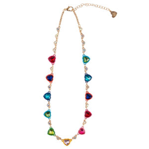 Great Pretenders, Collana Dorata Con Cuori Colorati e Strass Per Bambine