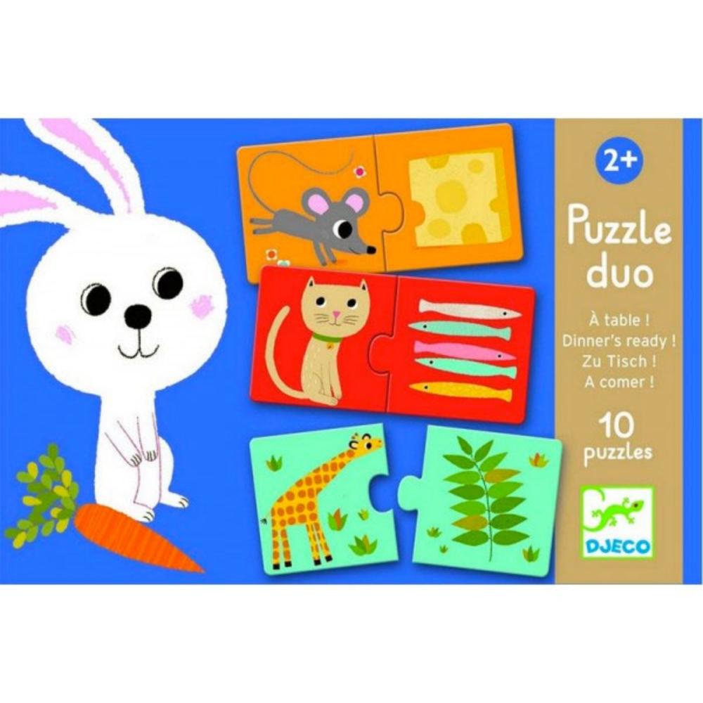 Djeco Puzzle Duo A Tavola! Puzzle Animali e Cibo 2+ Anni
