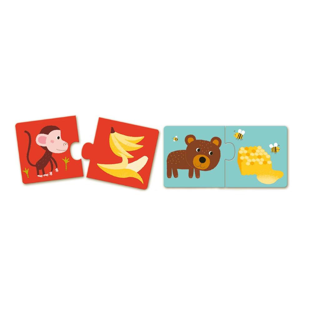 Djeco Puzzle Duo A Tavola! Puzzle Animali e Cibo 2+ Anni