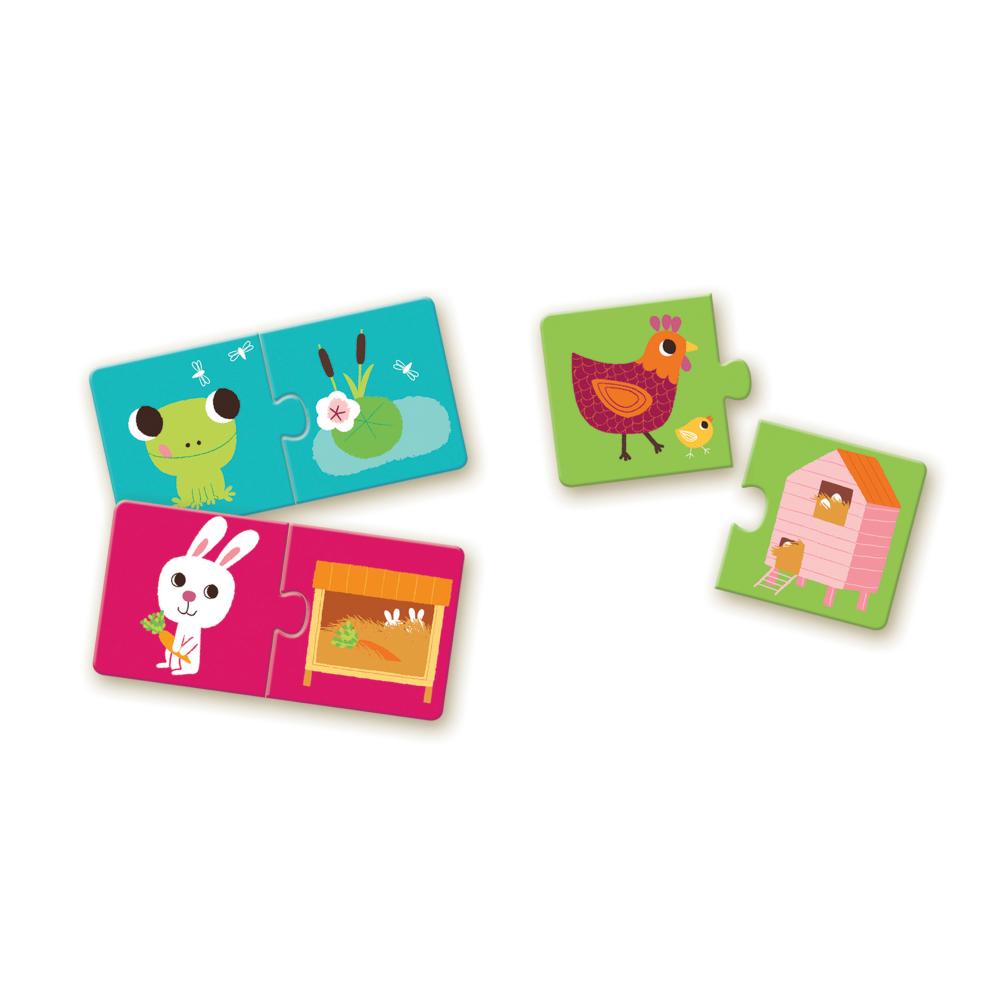 Djeco Puzzle Per Bambini, Duo, 10 Puzzle 20 Pz, Duo Habitat